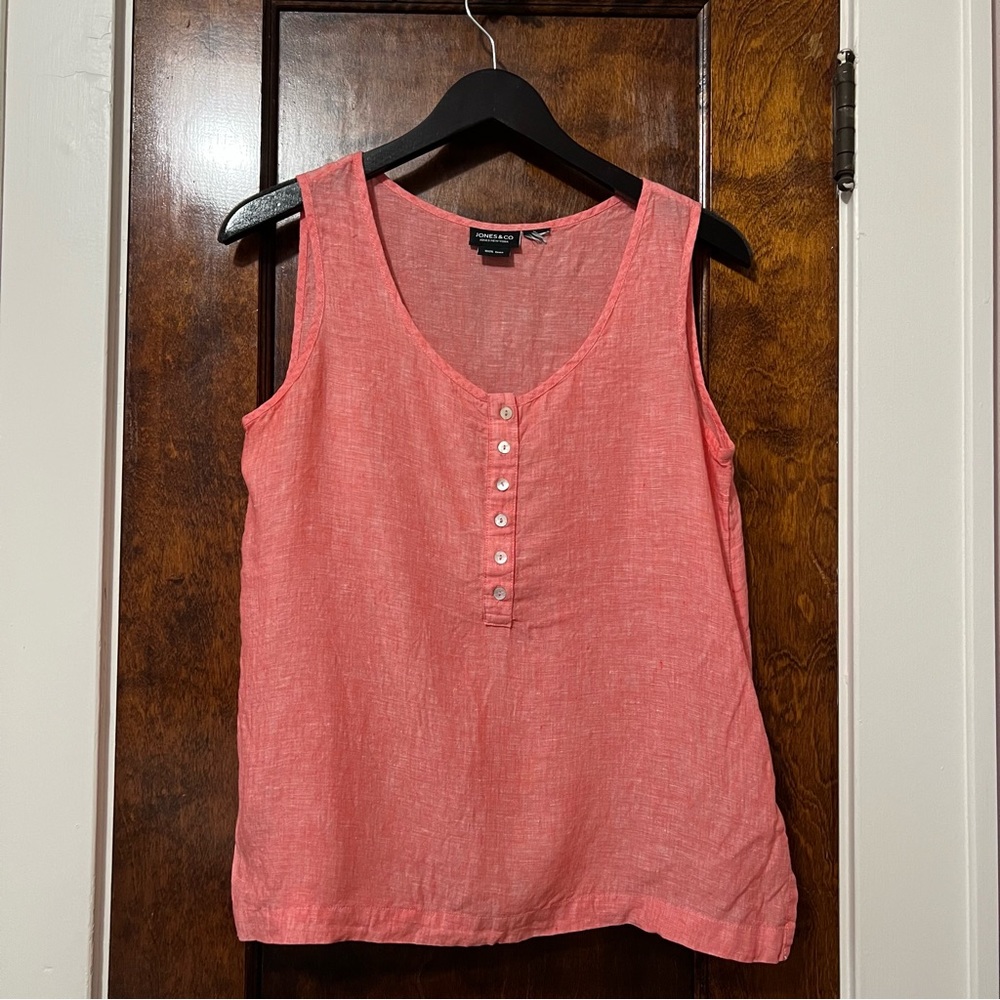 Jones & Co 100% Linen sleeveless scoop neck tank